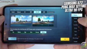 Samsung Galaxy A72 test game PUBG 1.6 Resistance Max Setting Ultra 90 FPS