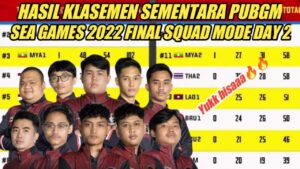 DAFTAR HASIL KLASEMEN SEMENTARA SEA GAMES VIETNAM 31 PUBG MOBILE GRAND FINAL MODE SQUAD DAY 2