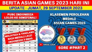 PUBG INDONESIA LOLOS SEMIFINAL - Klasemen Perolehan Medali Asian Games 2023 Terbaru