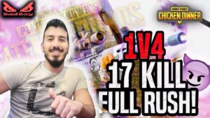 Crazy Game play 1V4 NORMAL CHICKEN DINNER! FULL RUSH  PUBG  17 kill ! 🔥😈